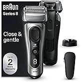 Braun Series 8 Electric Razor for Men, with 4+1 Shaving Elements & Precision Long Hair Trimmer, Close & Gentle Even on Dense Beards, Wet & Dry Electric Razor with 60min Runtime, 8517s Galvano Silver
