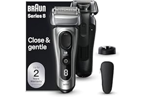 Braun Series 8 Electric Razor for Men, with 4+1 Shaving Elements & Precision Long Hair Trimmer, Close & Gentle Even on Dense Beards, Wet & Dry Electric Razor with 60min Runtime, 8517s Galvano Silver