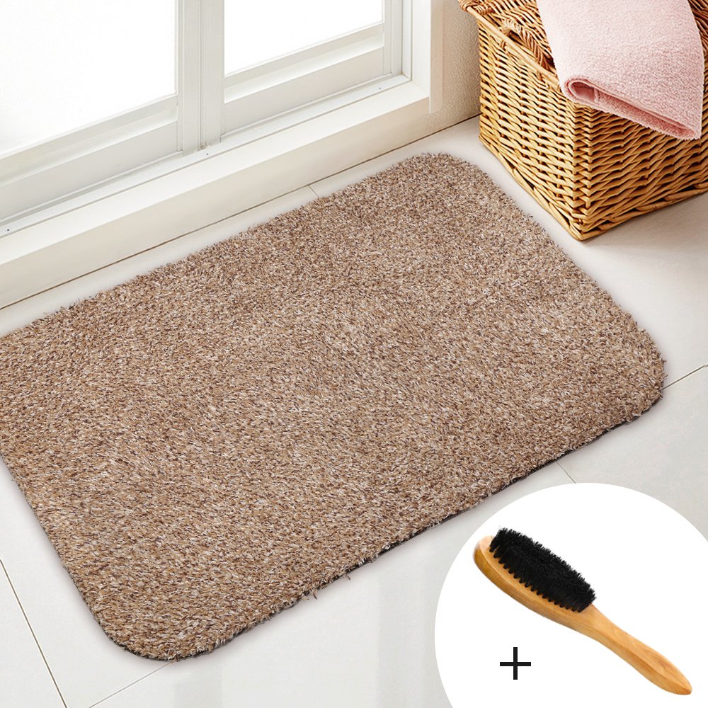 Indoor Outdoor Doormat Non Slip Door Mats Super Absorbent Entrance Rug Carpet with Brush by Yblntek