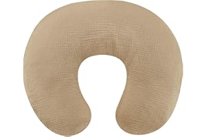 WINGHENLEE Muslin Nursing Pillow Cover, Cotton Breastfeeding Pillow Cover for Baby Girls Boys, Soft Breathable Nursing Pillowcase for Infant Newborn, Removable Slipcover for Nursing Pillows, Brown(Only Cover)