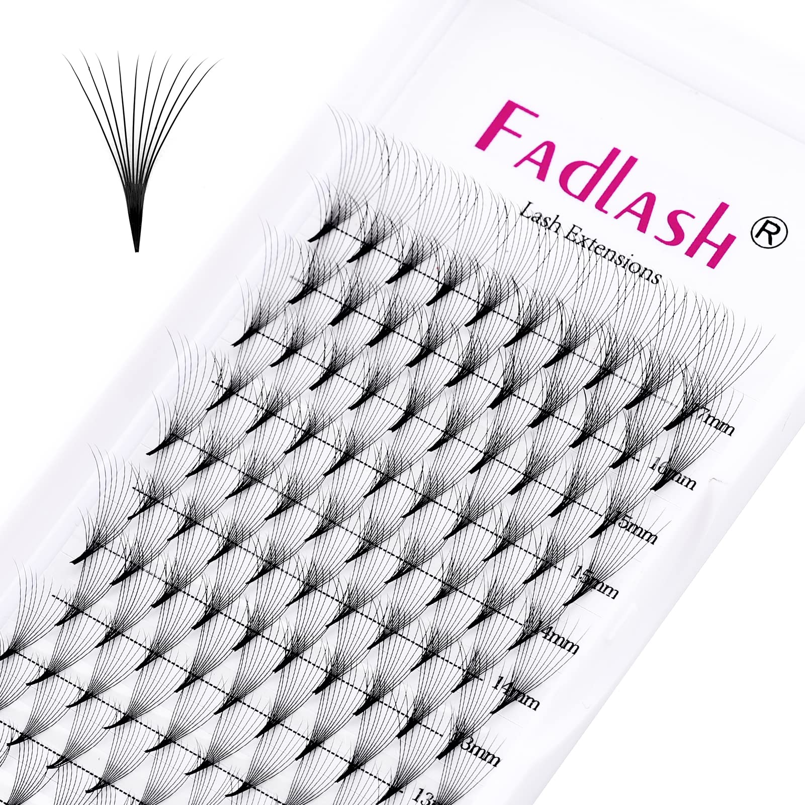 Fadlash Pre-Made Eyelash Extension 10D 0.07mm D Curl 9-17mm Mixed Length Volume Russian Eyelash Extensions Pre Fanned Lashes Fans — image 1
