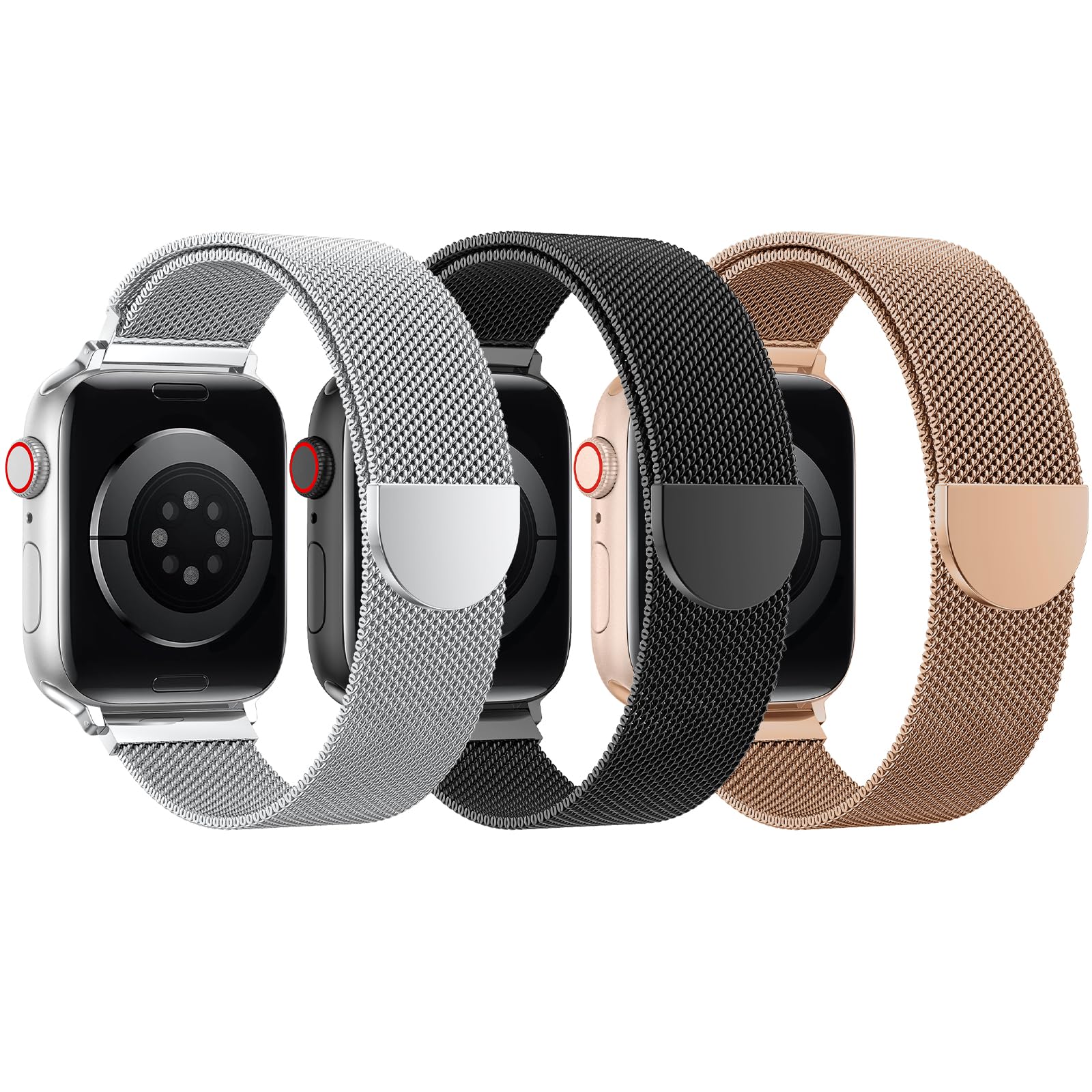 BELONGME 3 Pack Mesh Loop Compatible with Apple Watch Bands for Women Men