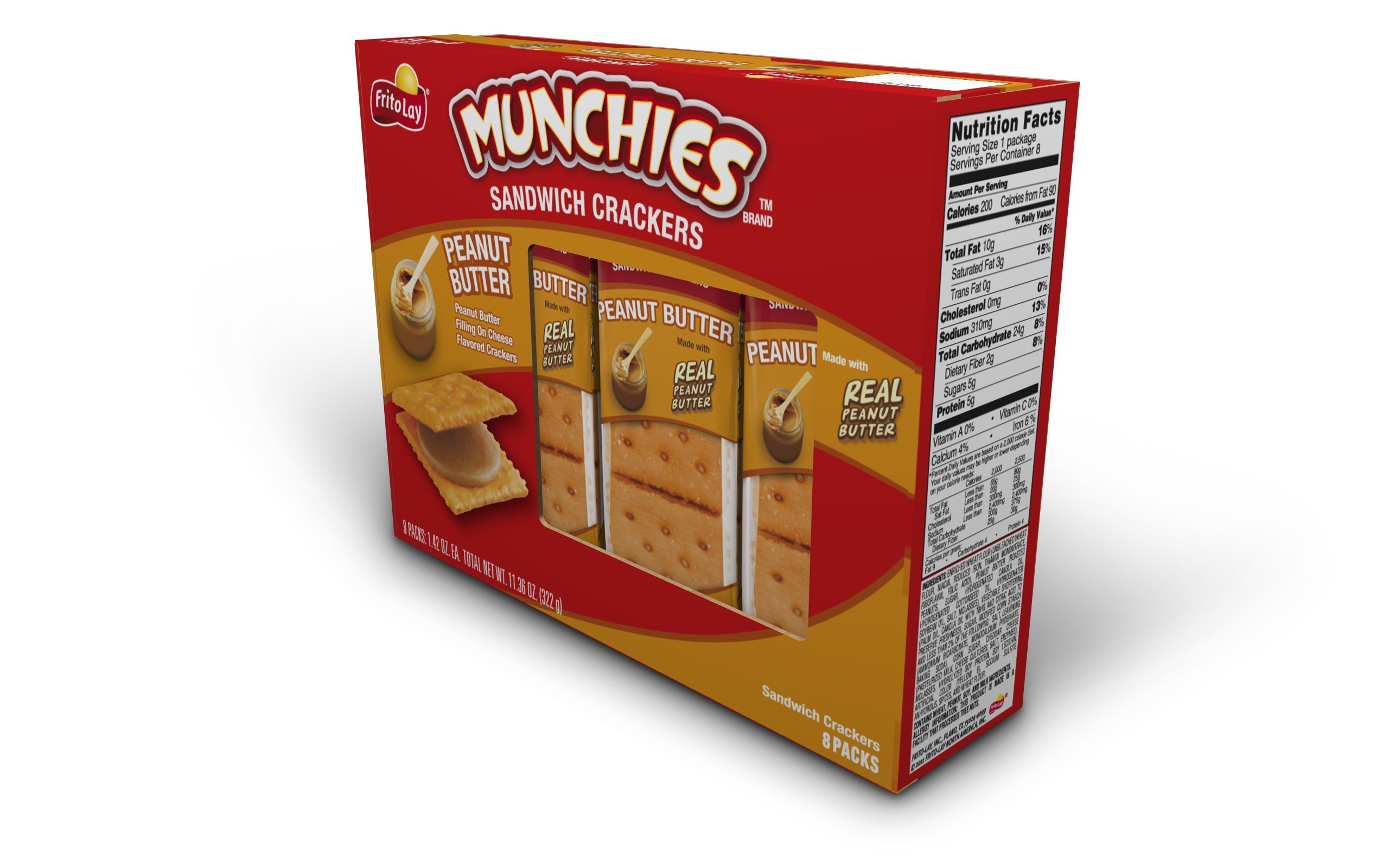 Munchies Sandwich Crackers Cheddar Cheese on Golden Toast Crackers 8 PK