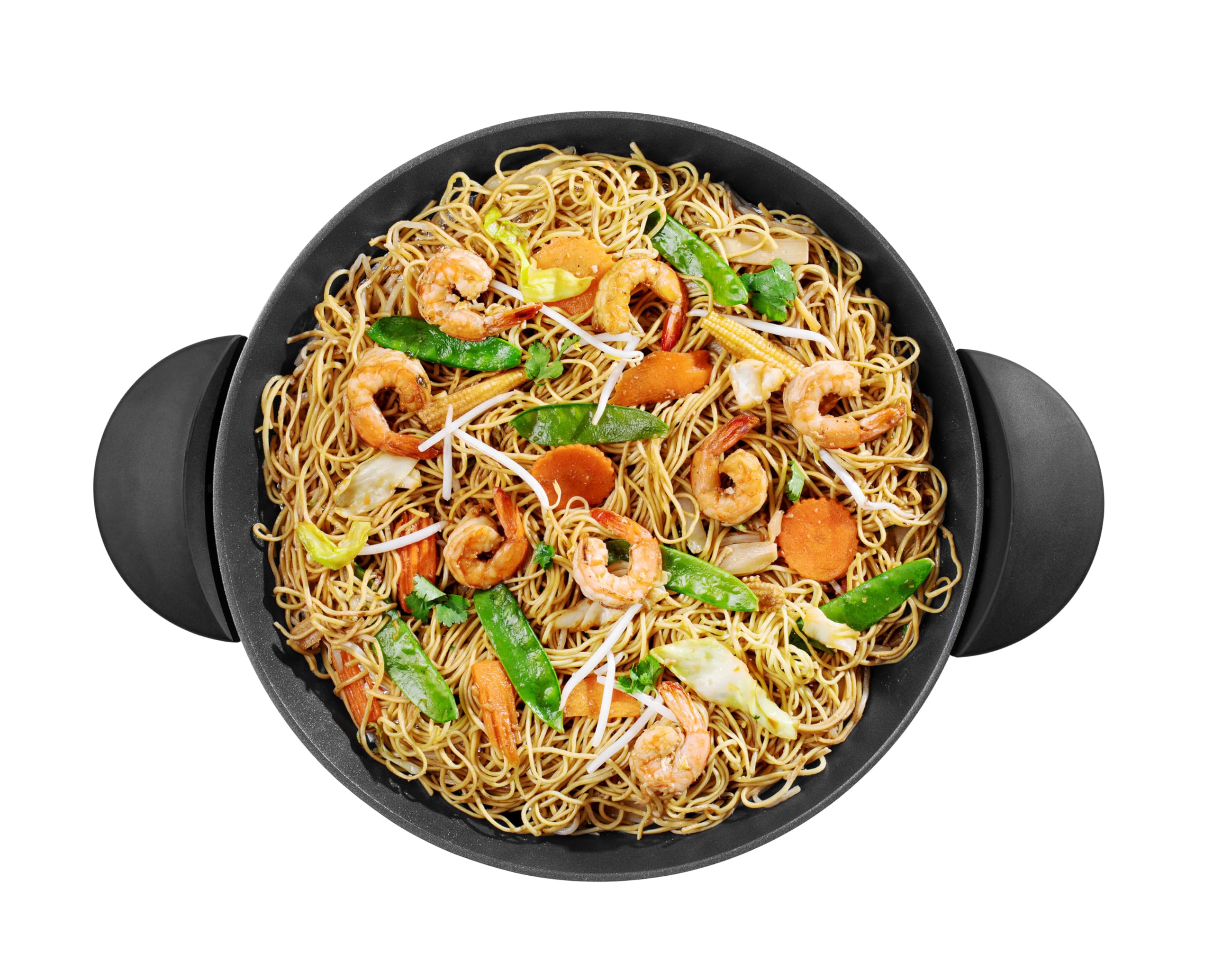 riviera&bar Elektrischer Wok Expert 5L - 2200W, Aluminiumguss-Schüssel, Glasdeckel, Einstellbarer Thermostat mit 10 Stufen - Ideal für 8 Personen - Inklusive Zubehör - Leichte Reinigung 2