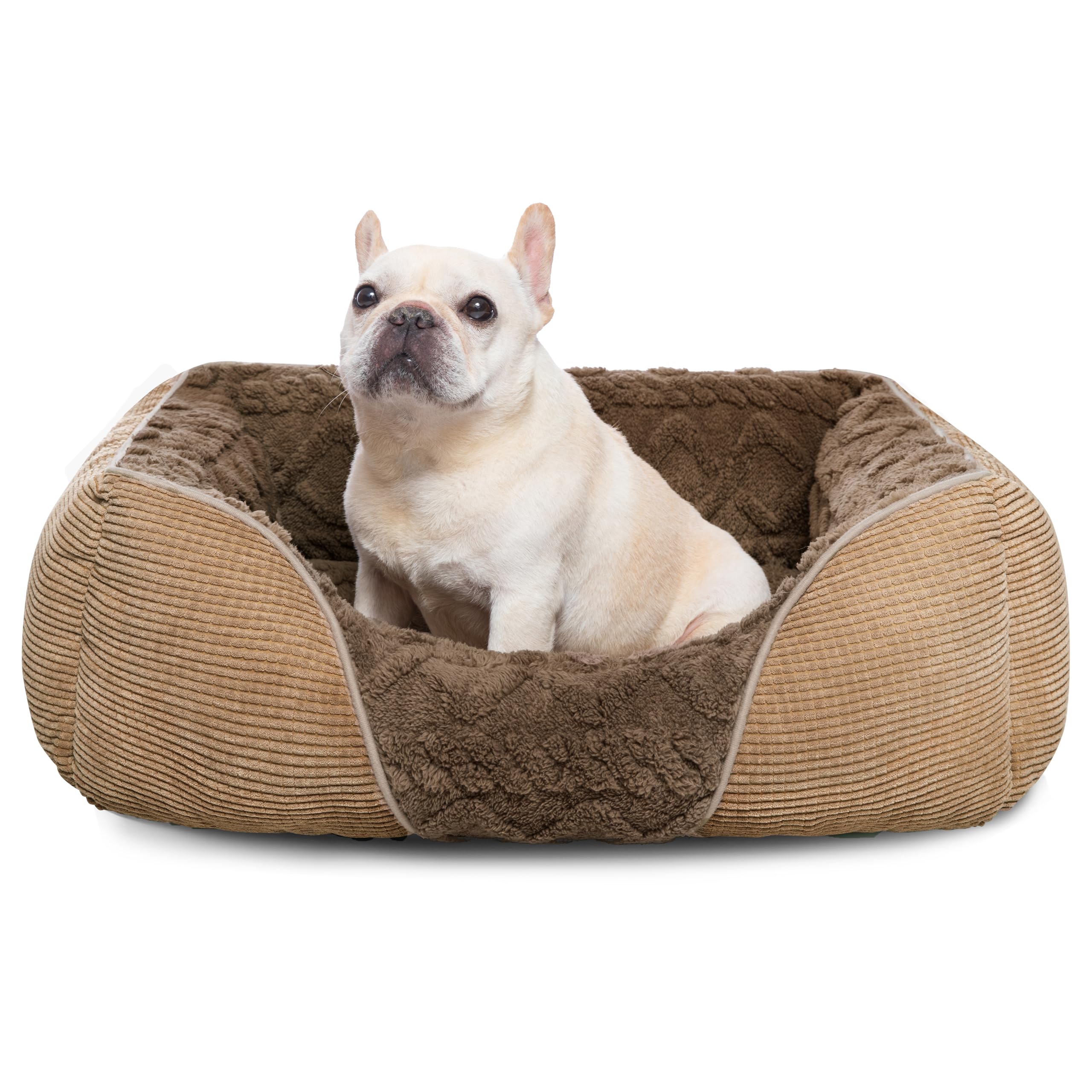 Heymamba Small Dog Bed Puppy Bed with Appearance Design of Soft Corn Kernels for Corgi/French Bulldog/Chihuahua/Yorkshire, Dog Bed Small Pet Bed with Breathable Fluff to Promote Sleep, 53×50×17cm