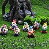 Mini Garden Gnomes Set of 7 - Fairy Garden Accessories, Tiny Gnome Figurines for Miniature Fairy Garden Decor, Plant Pot Deco