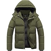 Chrisuno Men's Winter Coat Waterproof Warm Puffer Jacket Quilted Insulated Bubble Jackets with Hood