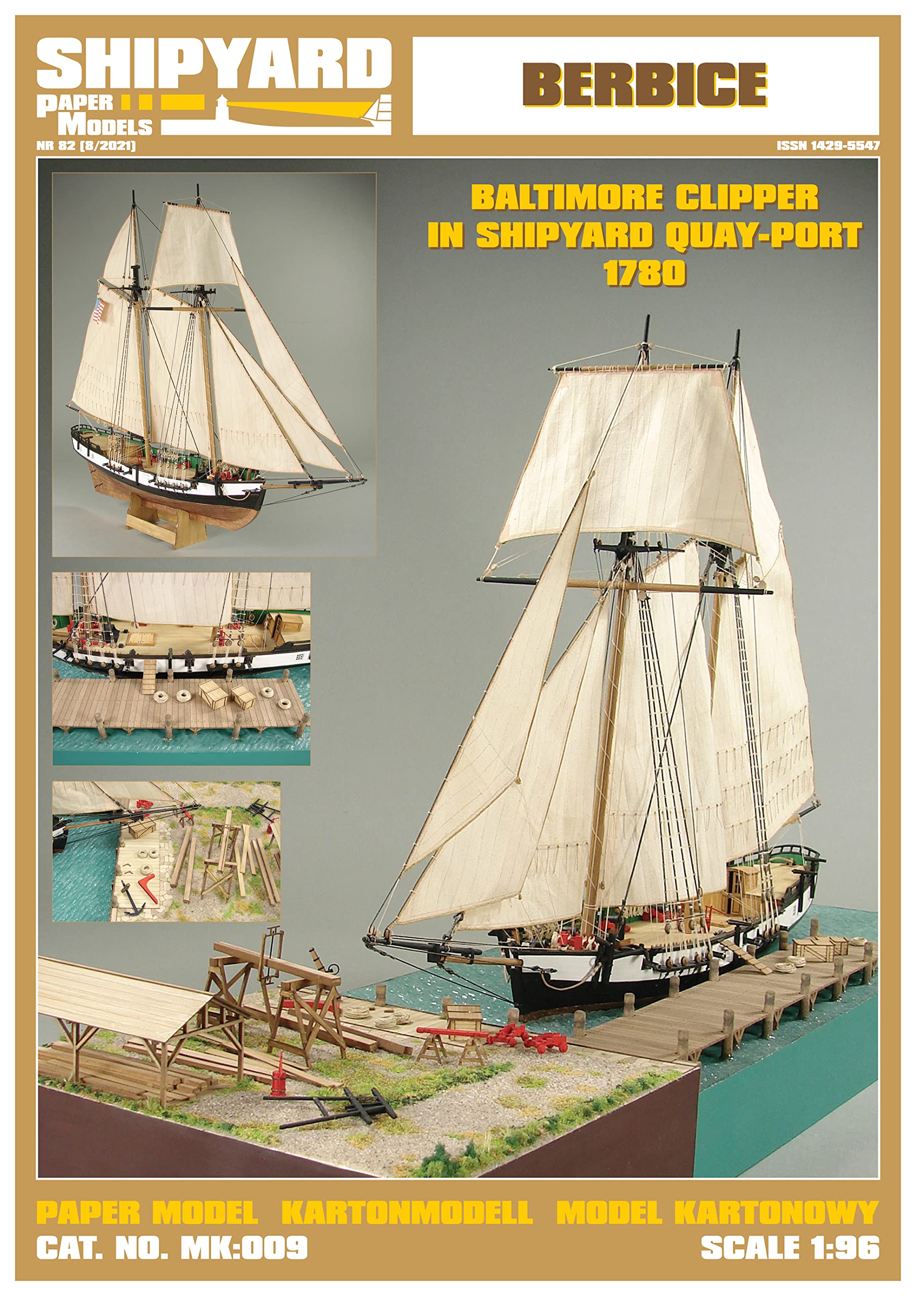 MODEL SHIP YARD Baltimore Clipper Berbice in Shipyard Quay-Port Scale 1:96 L 450mm W 150mm H 281mm Vessel