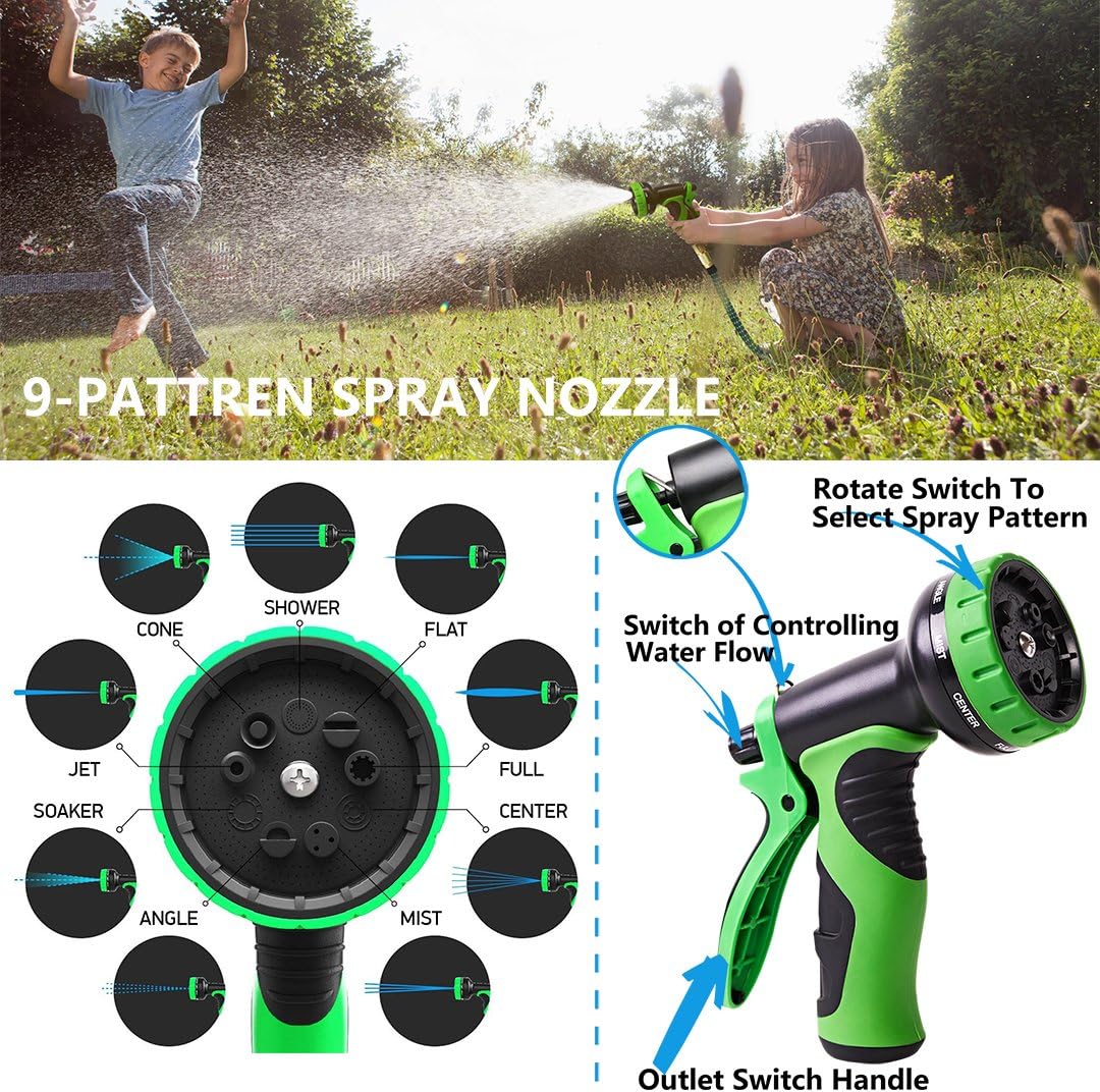 100 ft Expandable Garden Hose, 100 Feet Leakproof Lightweight Garden Water Hose with Spray Nozzle, Superior Strength 3750D Expanding Garden Hoses, Durable Outdoor Gardening Flexible Hose for Watering : Garden & Outdoor