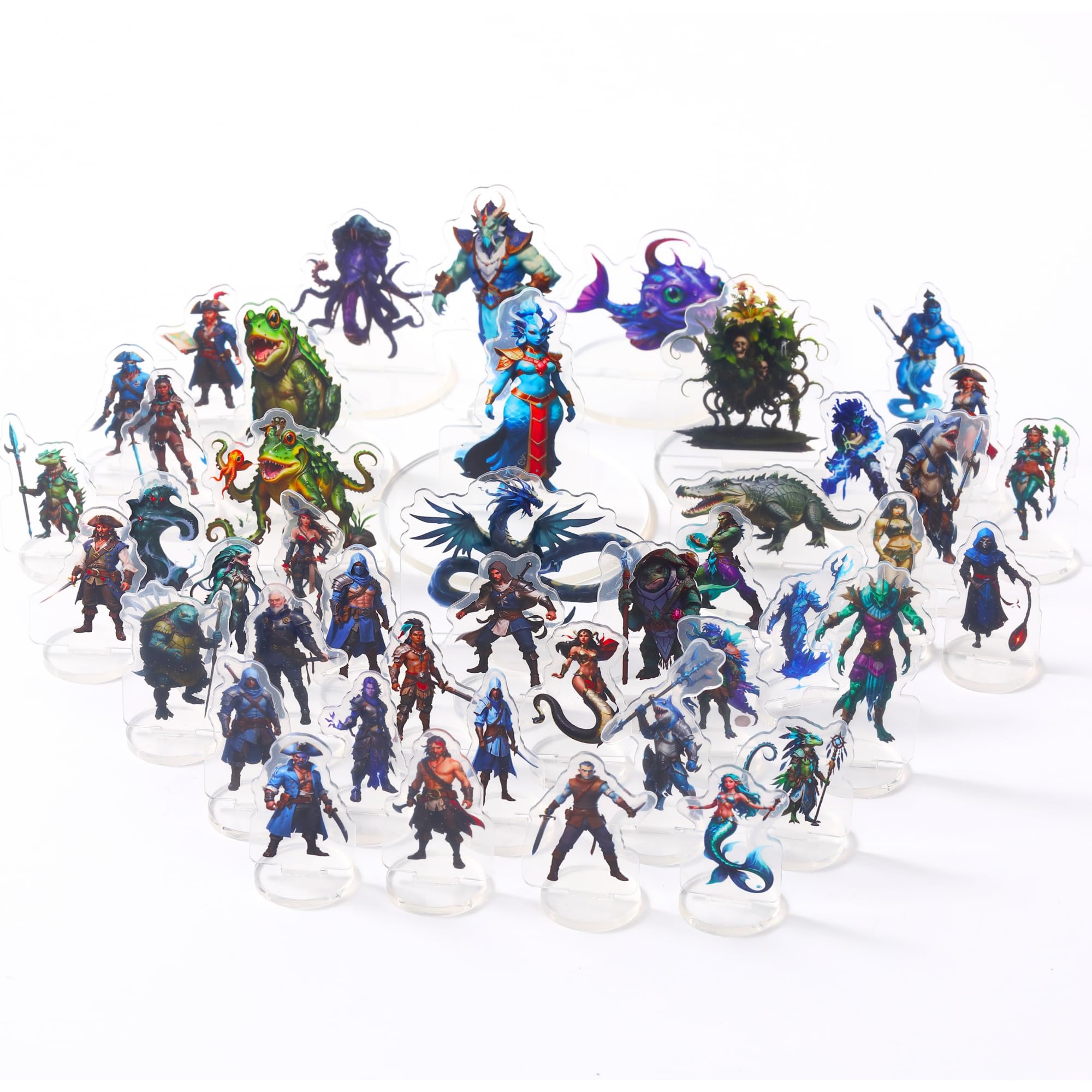 DND Miniatures Coastal Swamp & Underwater Dungeons and Dragons Starter Set Mini for D&D 5E Pathfinder Flat Acrylic Figures TTRPG Role Play Accessories Gift for DM-B — image 1