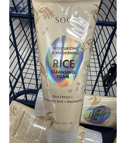 SOQU Rice Foam Cleanser with Niacinamide & Hyaluronic Acid – Gentle Korean Face Wash for Hydrating & Brightening – Made in Korea – 200ml : Beauty & Personal Care