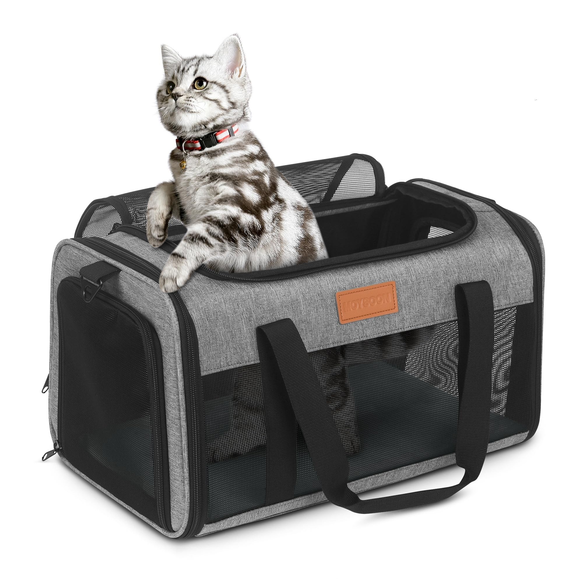 Photo 1 of PETUX Pet Carrier Airline Approved, 17"x11"x9.5" Portable Cat Carrier Soft with Anti-Scratch Mesh for Small Cats up to 12 lb, Top Open Breathable Dog Carriers for Puppy up to 10 lb (Grey)