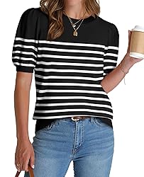 WIHOLL Womens Summer Tops Crewneck Short Sleeve