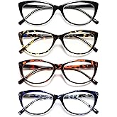 EYEURL 4 Pack Cat Eye Reading Glasses for Women Blue Light Blocking Readers Lightweight Spring Hinge Anti Eyestrain UV Fashion Eyeglasses +2.5