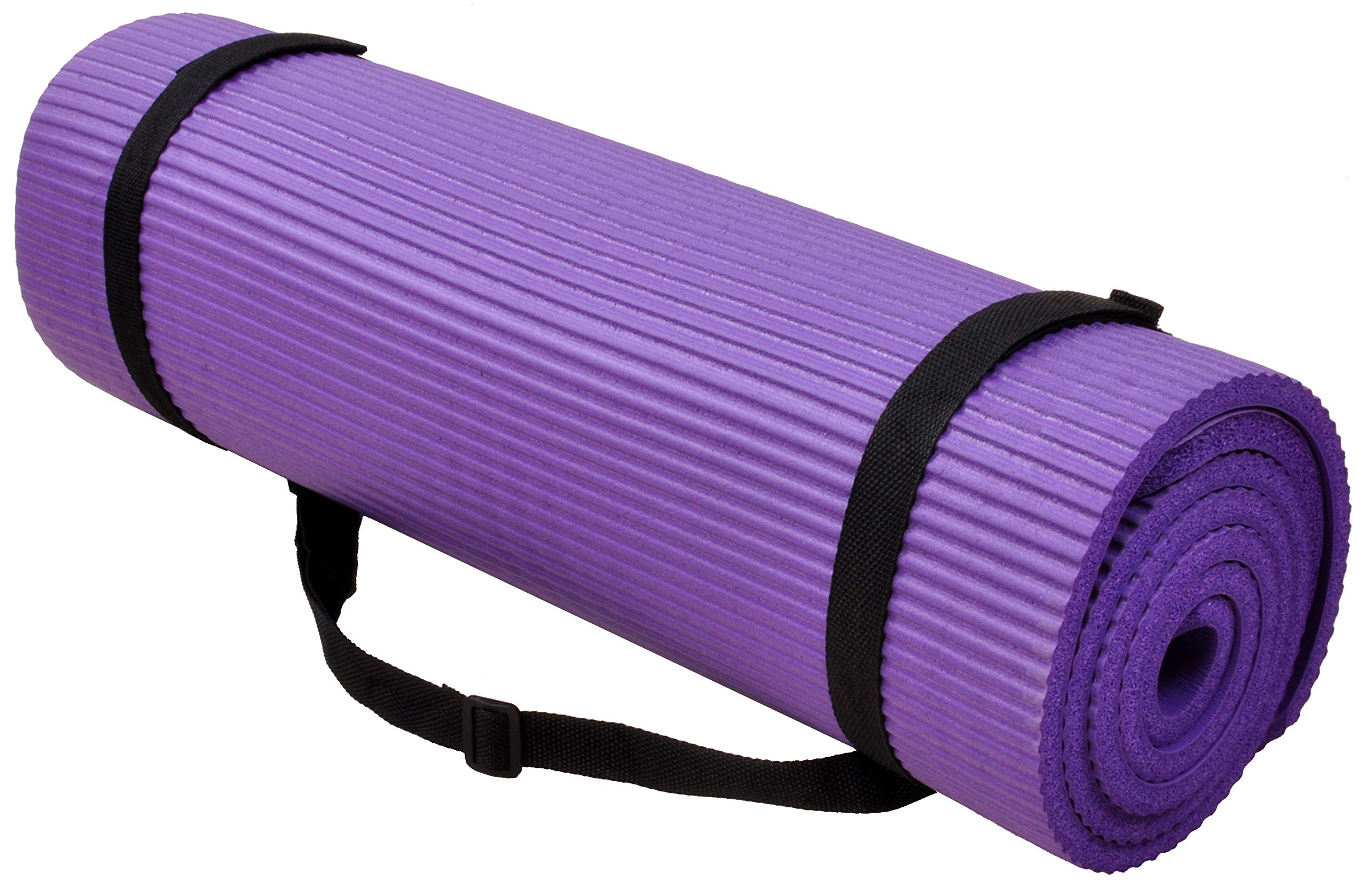 Fitvids All Purpose 1/2-Inch Extra Thick High Density Anti-Tear Exercise Yoga Mat and Knee Pad with Carrying Strap, Purple - Image 3