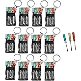 Mini Screwdriver Set Keychain with 3 Tools (12 Packs) (2.5") Miniature Metal Key Chains Includes 2 Flathead and 1 Crossing Screwdrivers in a Portable Pouch