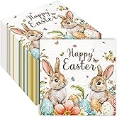 40 Pcs Easter Paper Napkins – 13 x 13 Inch “Happy Easter” Bunny Egg Spring Floral Disposable Napkins for Dinner, Brunch, Egg Hunt, and Spring Party Decorations