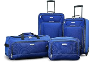 American Tourister Fieldbrook XLT Softside Upright Luggage, Navy, 4-Piece Set (BB/DF/21/25)