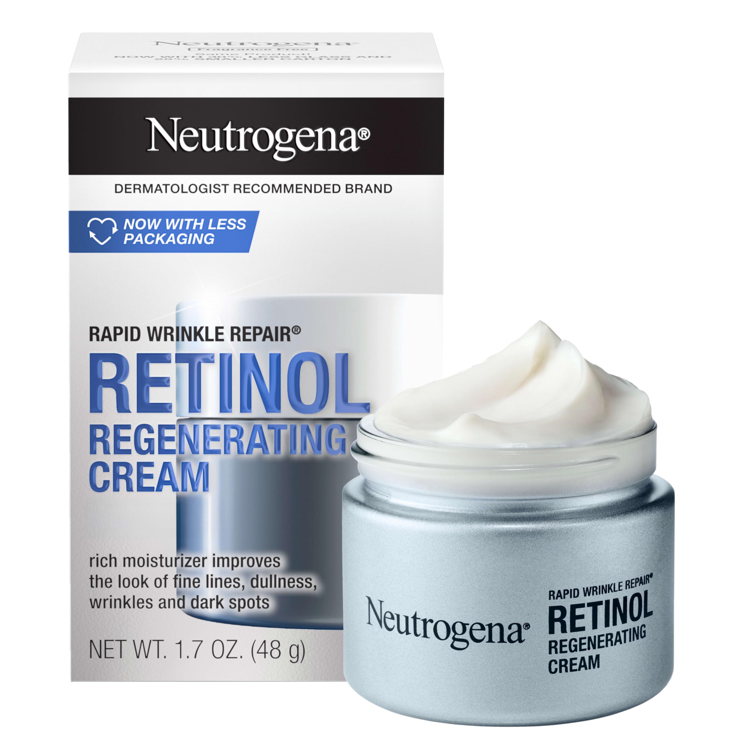 Photo 1 of Neutrogena Rapid Wrinkle Repair Retinol Face Moisturizer, Daily Anti-Aging Face Cream with Retinol & Hyaluronic Acid to Fight Fine Lines, Wrinkles, & Dark Spots, 1.7 oz