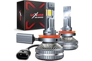 Laxmas Brightest H11/H9/H8 LED Bulbs, 42000LM 160W 1100% Ultra Brightness 6500K Cool White, H11 LEDLight Bulbs for Car, Halogen Replacement Plug and Play, Pack of 2