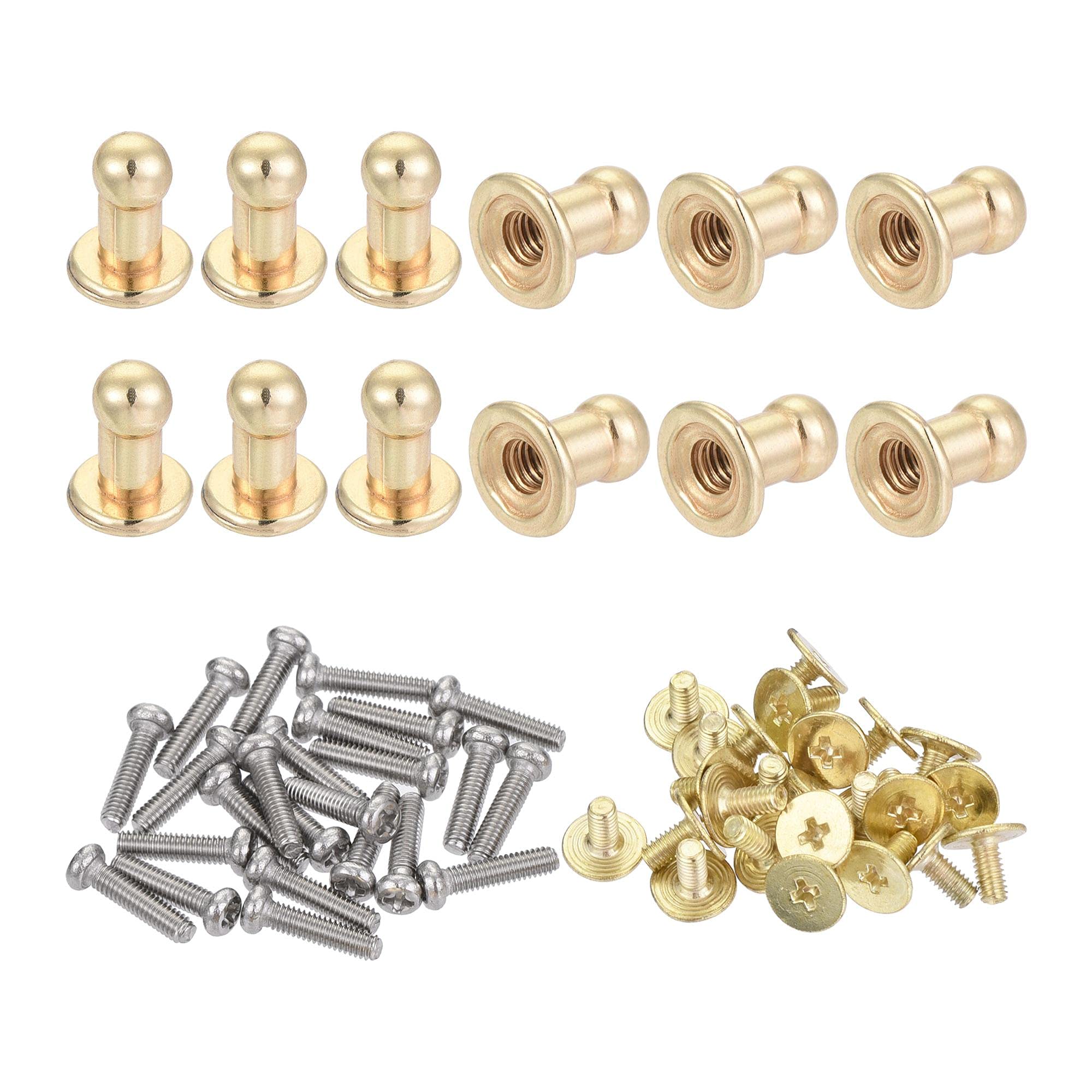 sourcing map 4mm Head Dia. Round Knobs Pull Handle, 36pcs Zinc Alloy for Drawer Pulls Gift Box Cabinet Door Knobs with Screws, Light Gold