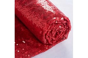 ShiDianYi 3 Feet 1 Yards-Red-Sequin Fabric, by The Yard, Sequin Fabric, Tablecloth, Linen, for Xmas Decor (1Yard 1PC Red)