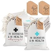 SATINIOR 24 Set Hangover Recovery Kit Bags 5'' x 7'' in Sickness & in Health Wedding Hangover Survival Kit with Thank You Card and Drawstring for Bachelorette Bridal Shower Wedding Bridesmaid Gifts