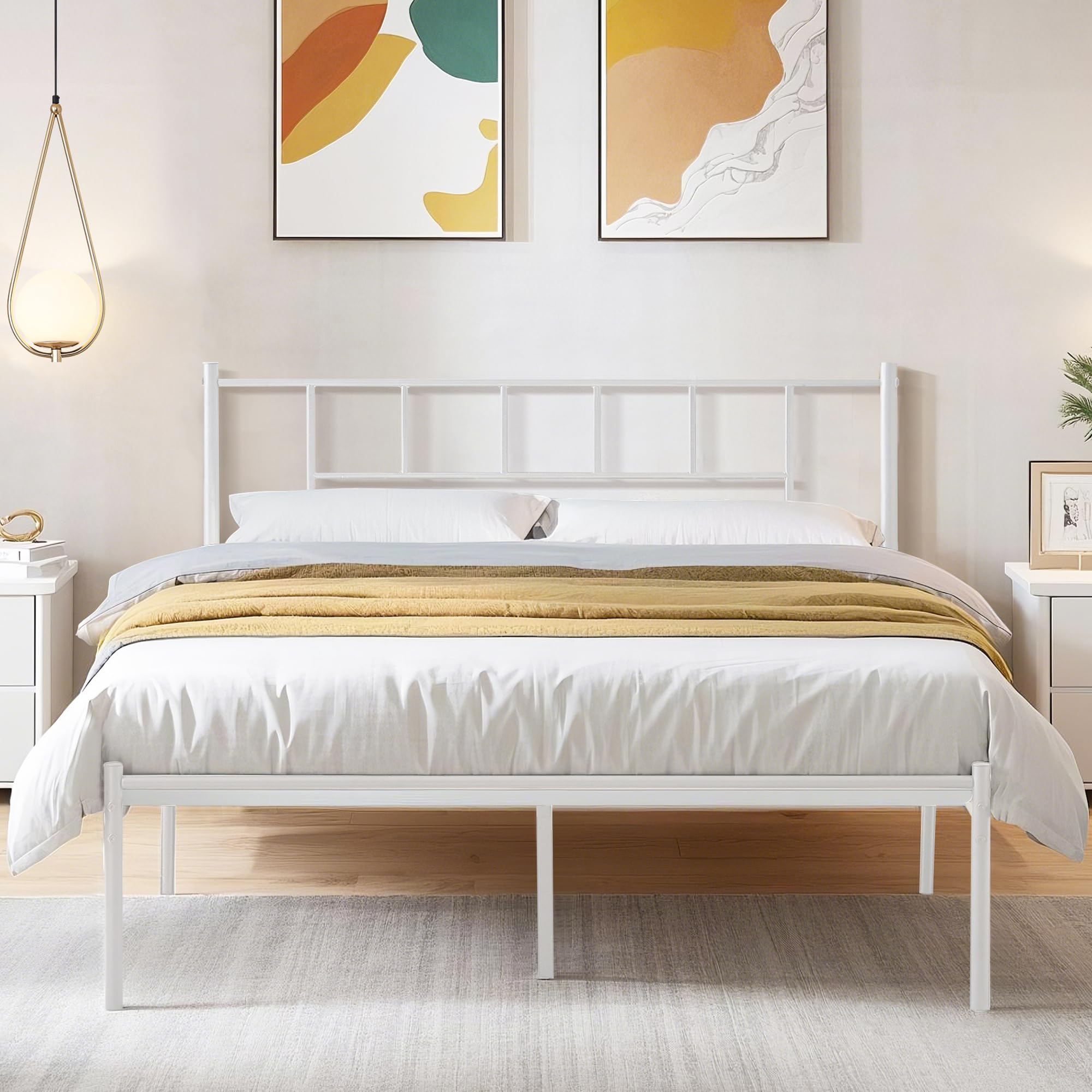 Photo 1 of ***MAY BE MISSING HARDWARE***
VECELO Queen Metal Platform Bed Frame with Headboard, Heavy Duty Steel Slat Support, Under Bed Storage,No Box Spring Needed, Easy Assembly