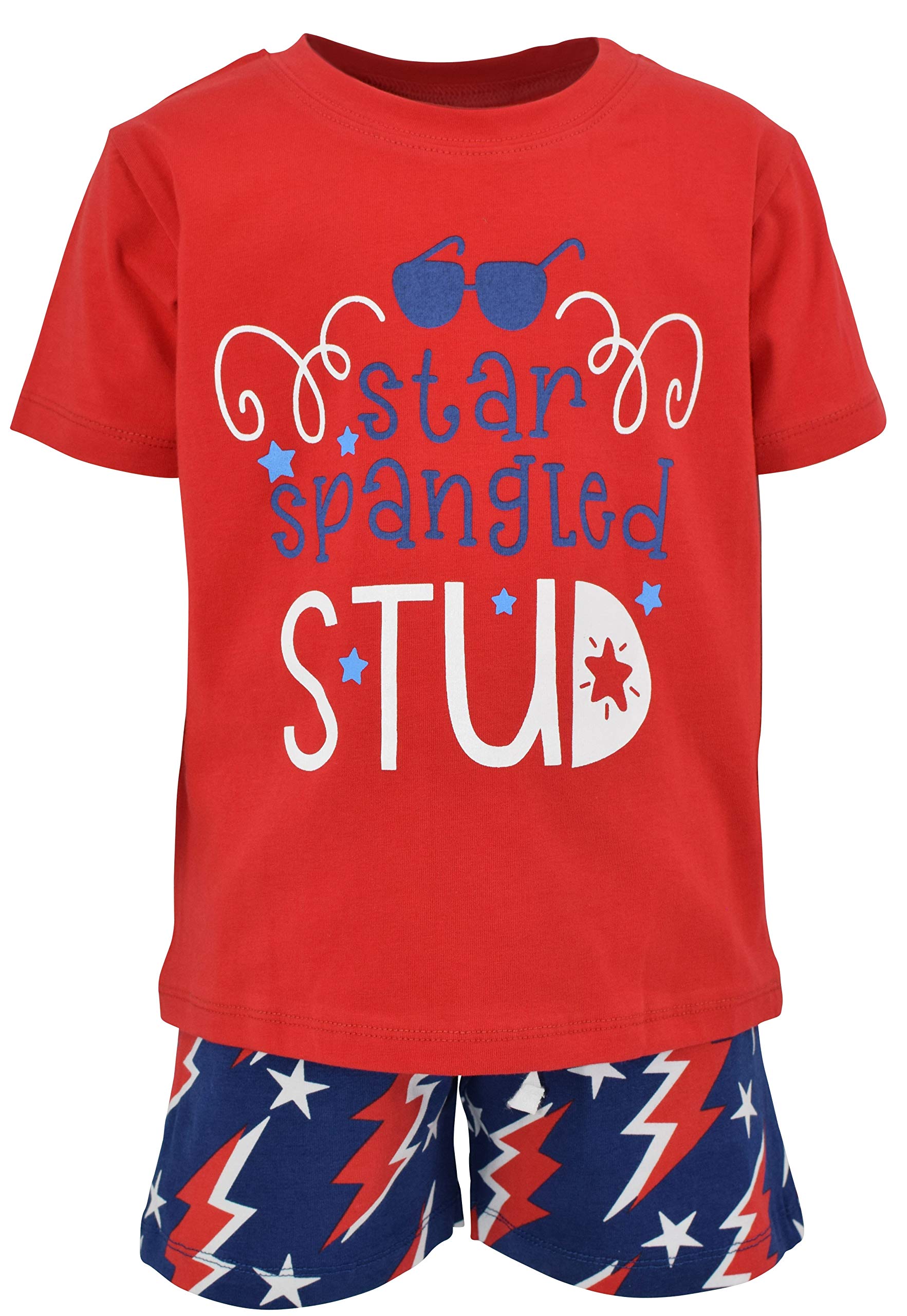 Photo 1 of Unique Baby Boys Star Spangled Stud Patriotic 4th of July Shorts Set (8)
