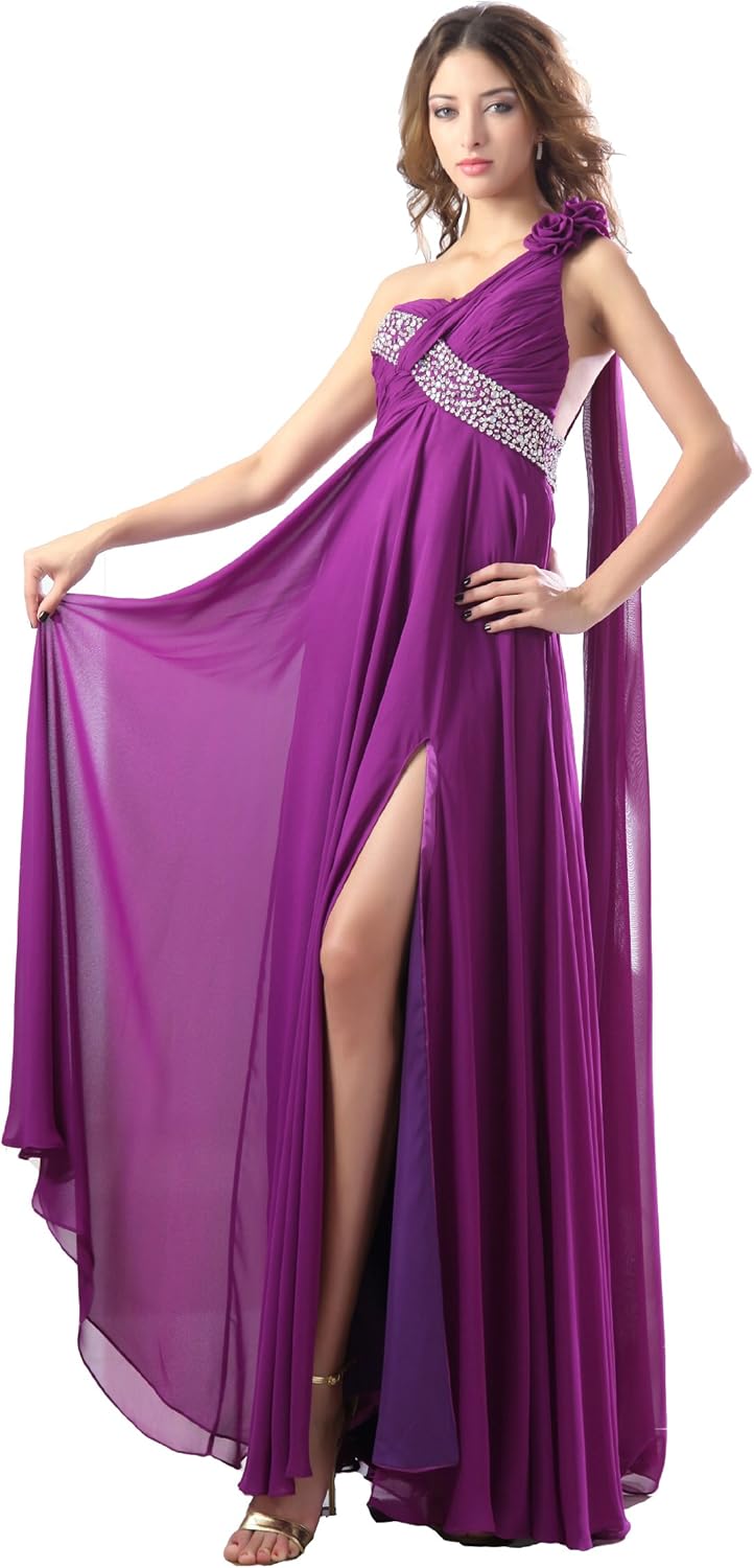 Felaladress 2014 New Fashion Sexy Long Purple Sheath Chiffon One