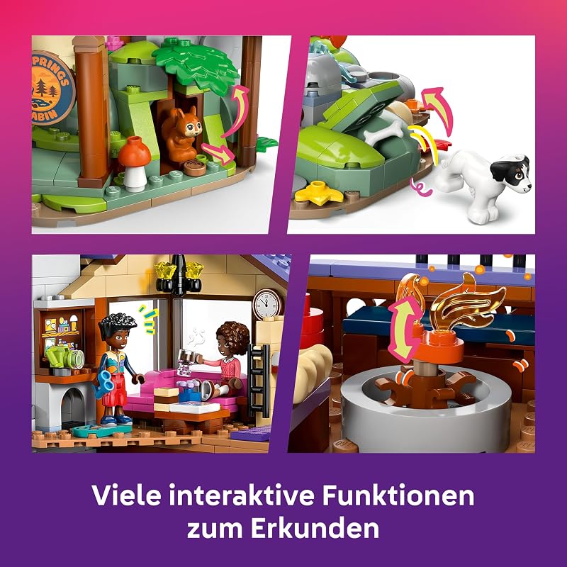 Friends Gemütliche Hütte im Herbstwald - Miniatur Spielhaus mit 4 Minifiguren, 2 Haustierfiguren & Zubehör - Kinderzimmer Deko - Geschenkidee für Mädchen ab 9 Jahren - 42705