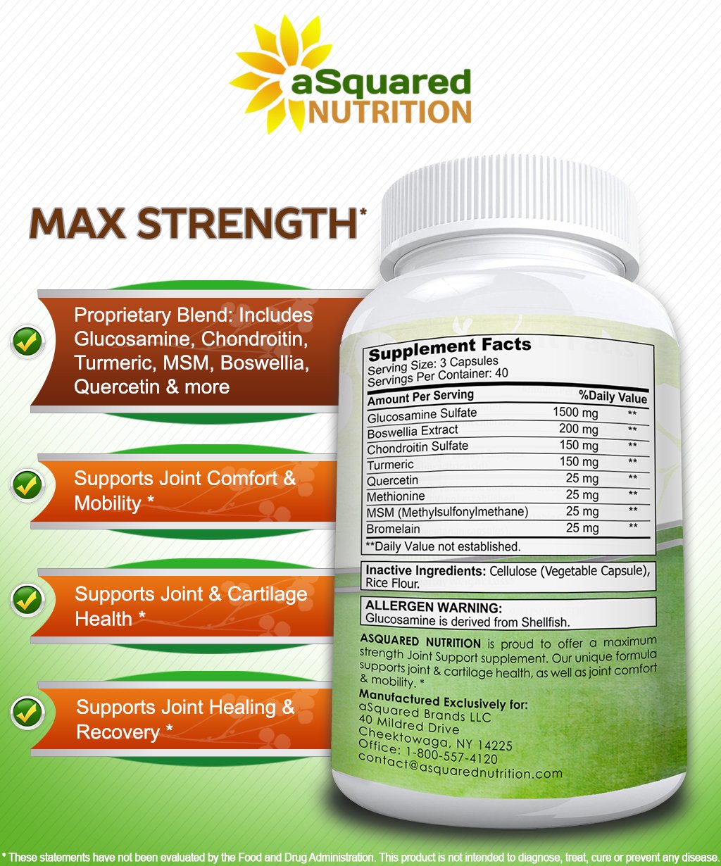 Glucosamine Chondroitin Turmeric MSM Boswellia 120 Capsules Joint