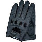 Riparo Men's Genuine Leather Mesh Driving Gloves – Black, Classic Style