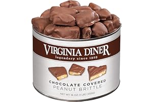 Virginia Diner - Gourmet Natural Classic Chocolate Covered Peanut Brittle, 16 Ounce Tin