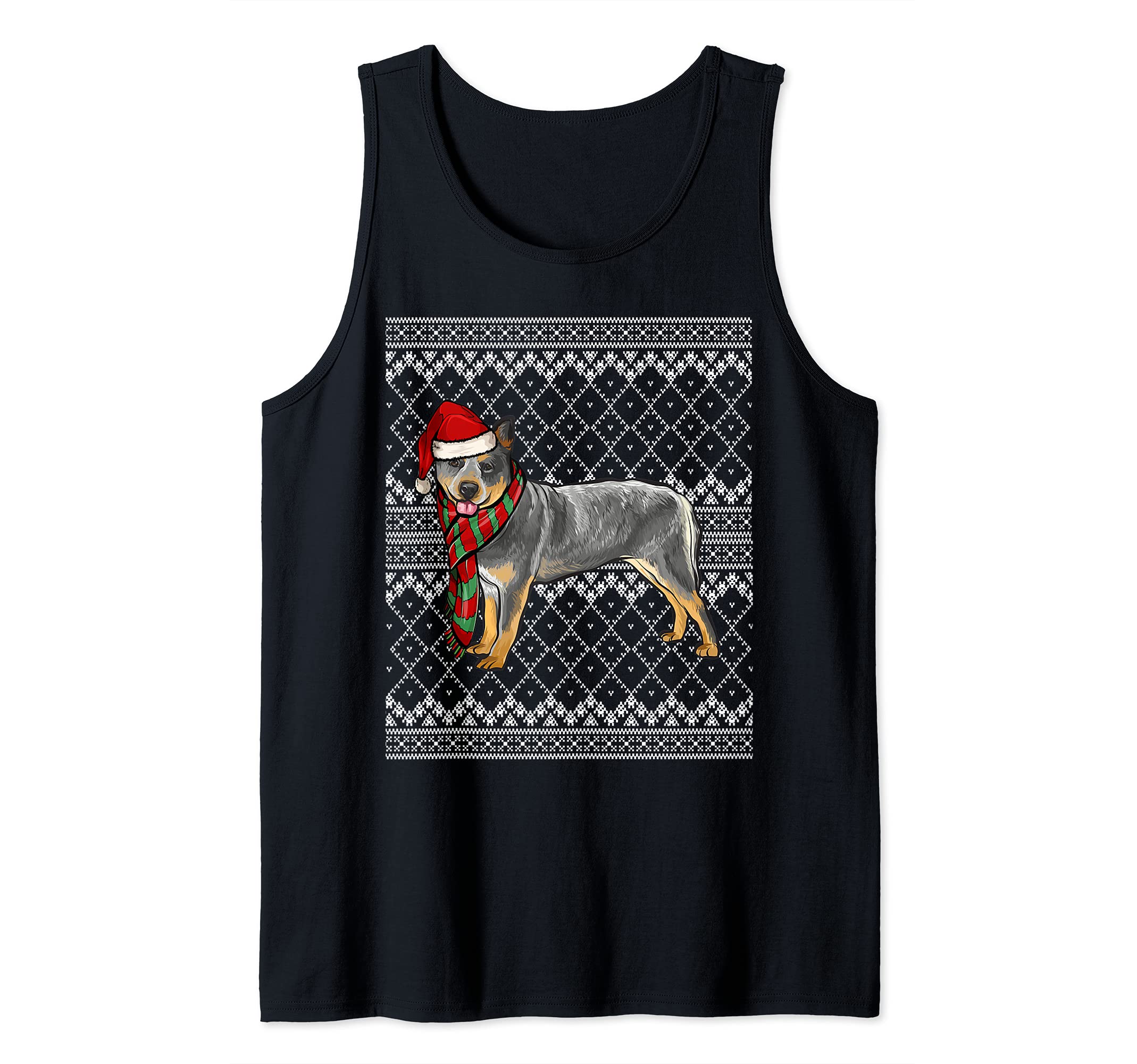 Xmas Australian Cattle Dog Santa Claus Hat Ugly Christmas Tank Top