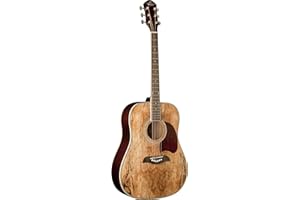 Oscar Schmidt OG2SM Full Size Spalted Maple Top Dreadnought Acoustic Guitar with Mahogany Back and Sides