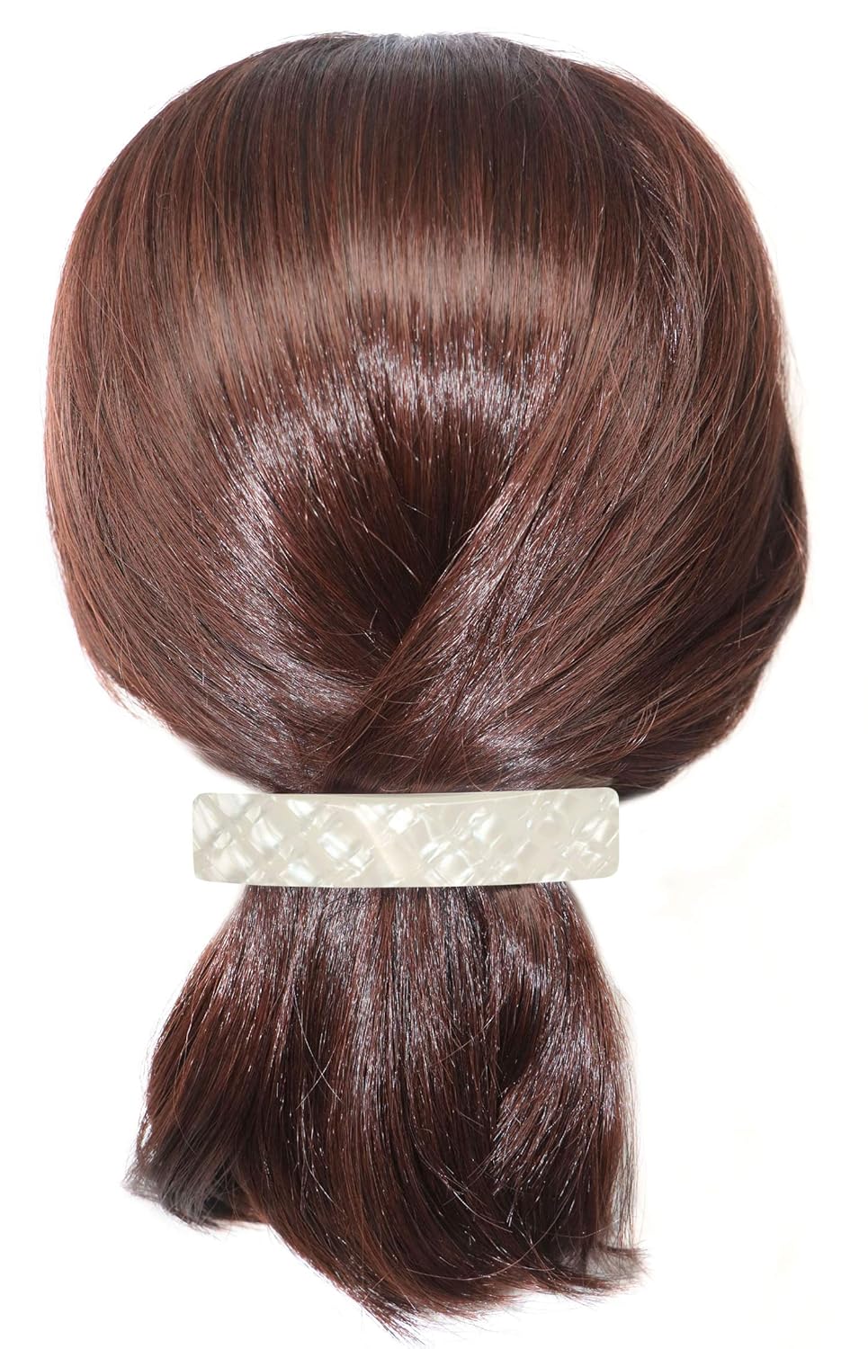 French Amie Oblong Frost White Large 3.5” Handmade Celluloid Automatic Hair Clip Barrette for Women and Girls (Frost White) : Beauty