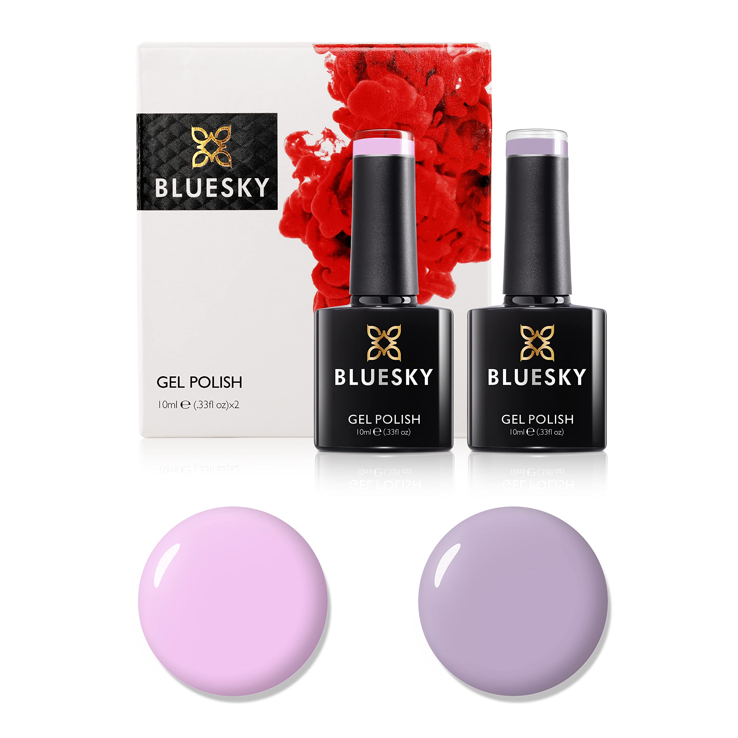 Bluesky Gel Nail Polish Set, 9th Anniversary Set 12, 2 x 10ml, A090 Nude Stone, 80547 Cake Pop Pink, Purple, Pastel (Requires Curing Under UV LED Lamp)