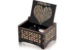 BAOSIWA Can't Help Falling in Love Music Box, Large Size Engraved Wooden Music Box Romantic Gifts for Girlfriend Boyfriend Her Him Wife Husband Anniversary Birthday Valentine's Day