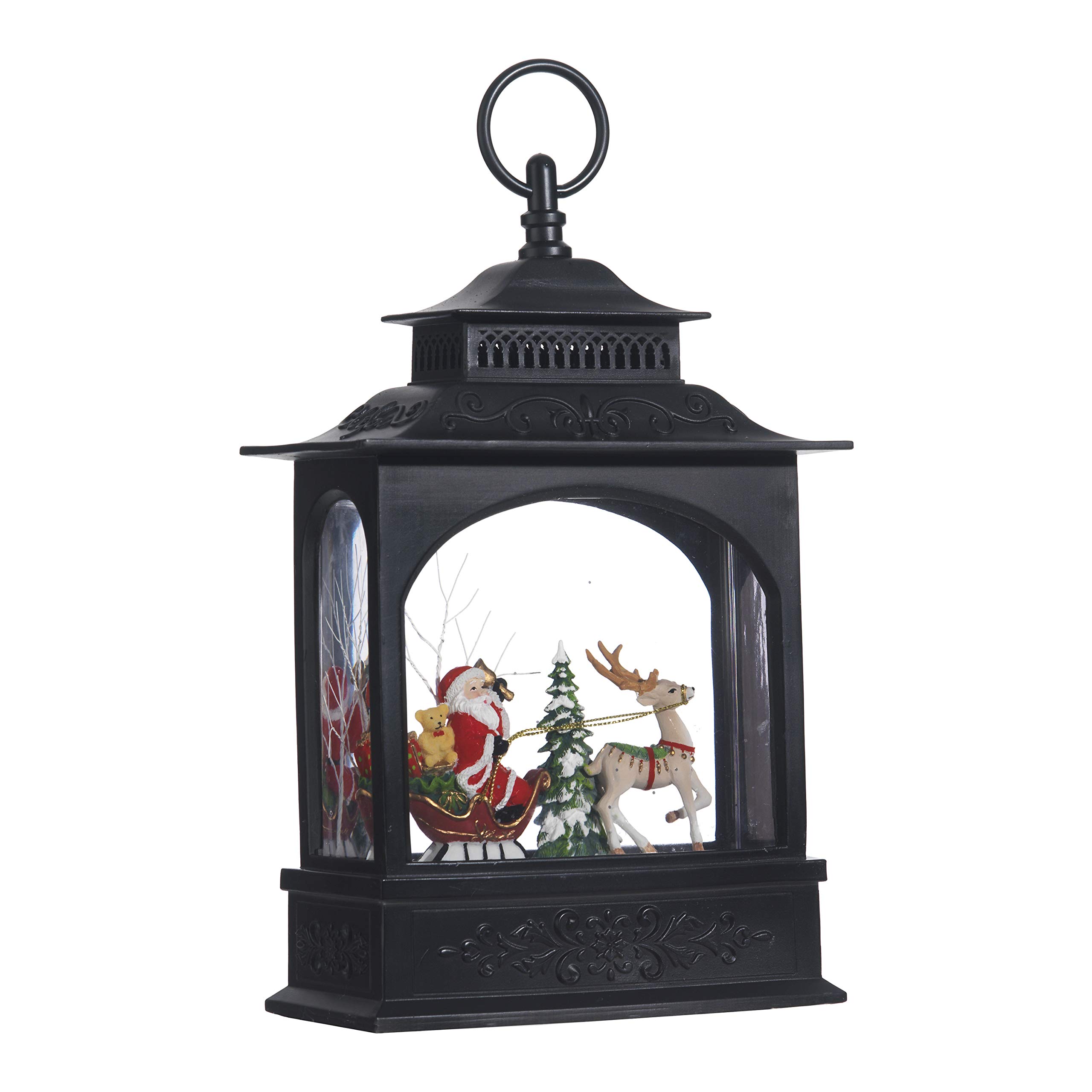Raz Imports Holiday Water Lanterns 11" Santa in Sleigh Lighted Water Lantern - Premium Christmas Holiday Home Decor