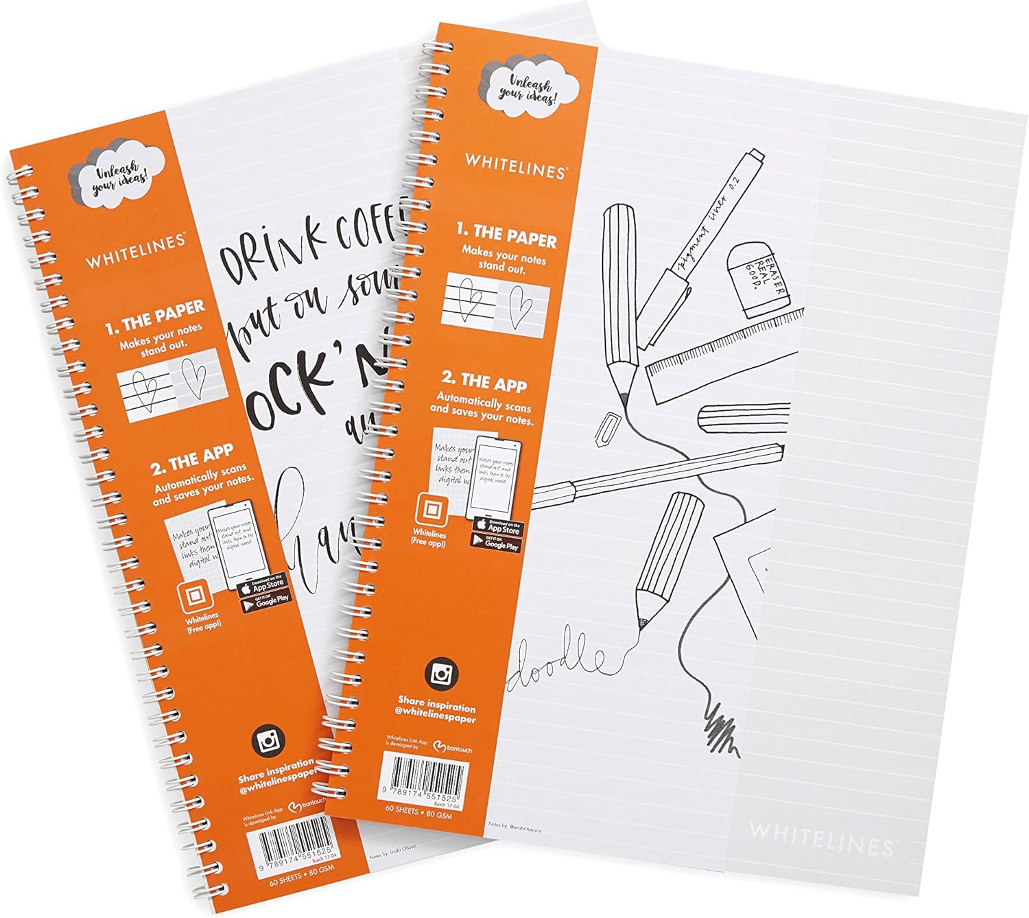 Whitelines Link A4 Lined Notebook 80gsm Paper (Pack 2) Amazon.co.uk Office Products