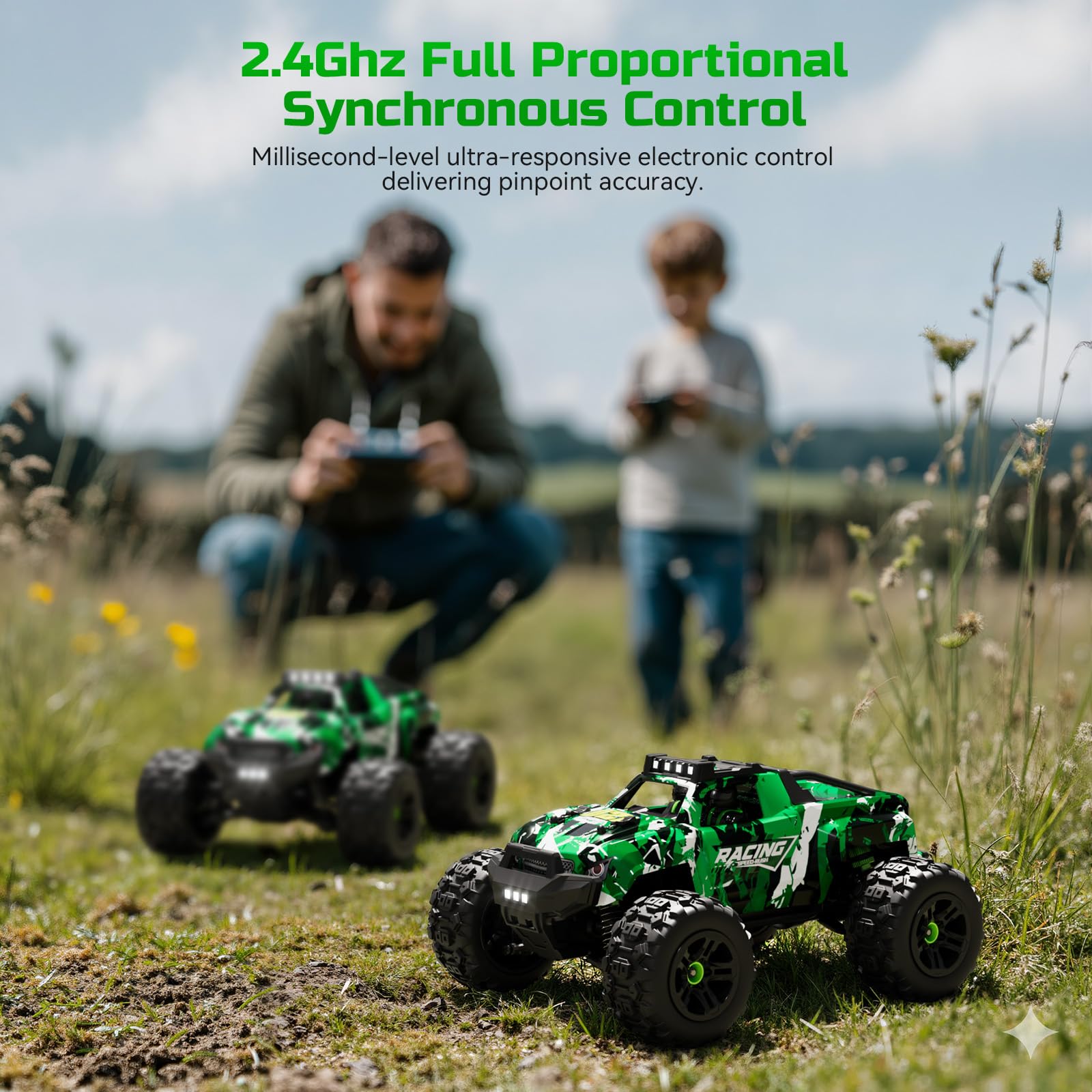 Remote Control Car RC Cars Truck for Adults Boys Age 8-12 Kids, 36KMH 1:18, All Terrain 4X4 High Speed Fast Off-Road Electric Vehicle,Full Proportional Synchronous Control System 2.4GHz