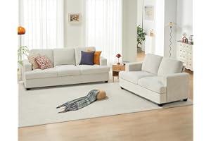 VanAcc Sofa, 2 Piece Set Comfy Couch with Extra Deep Seats, Modern Sofa- Sofa Couch for Living Room Apartment Lounge, Beige Chenille