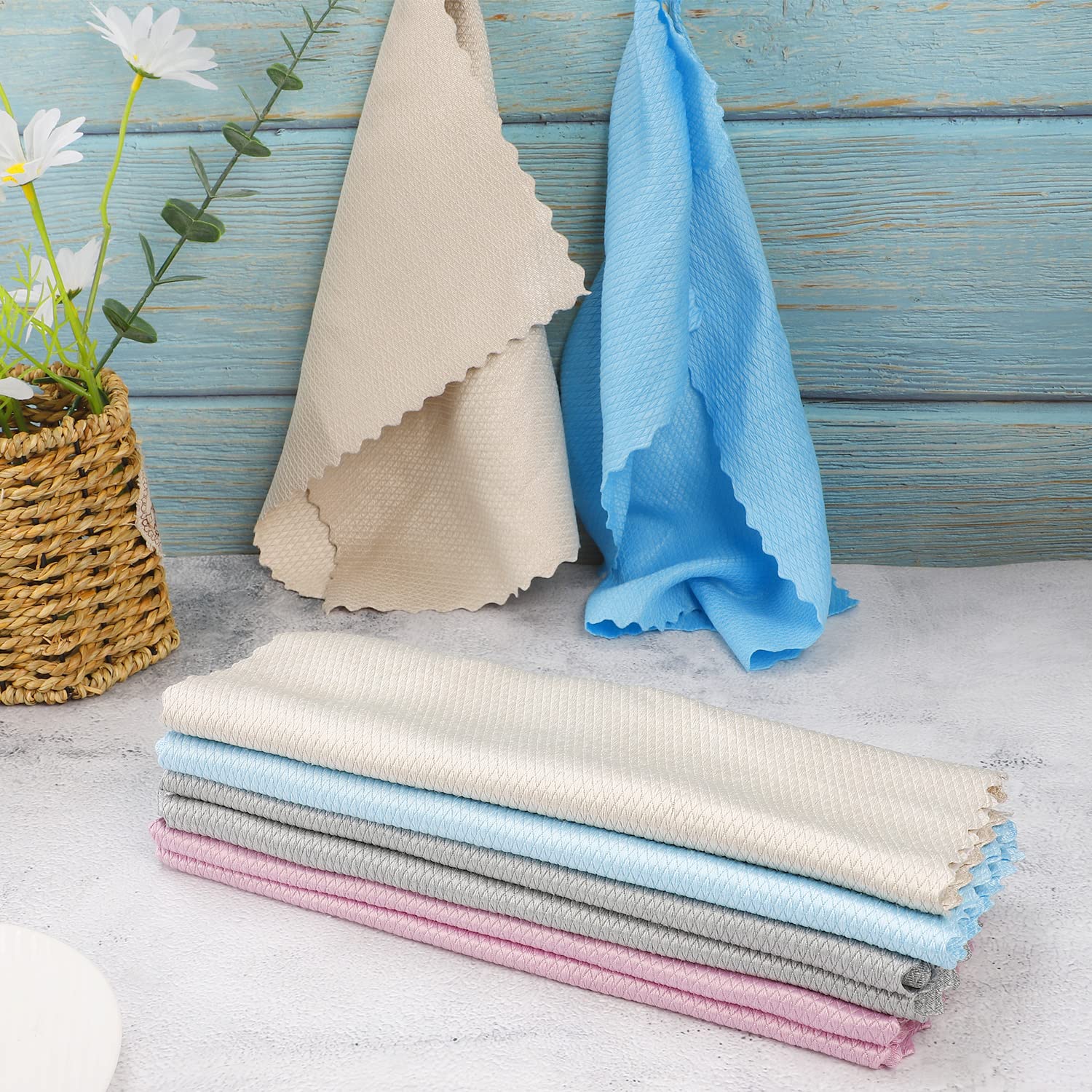 Photo 1 of 8 Pack Microfibre Cleaning Cloth, 15.75x11.81in Absorbent Microfiber Towel, Lint Free Cleaning Rag for Housekeeping Kitchen Car Washing(Multicolor)
