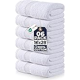Utopia Towels 6 Piece Premium Hand Towels Set, 16 by 28 inches, 100% Ring Spun Cotton, Lightweight and Highly Absorbent Towels for Bathroom, Travel, Camp, Hotel, and Spa, White