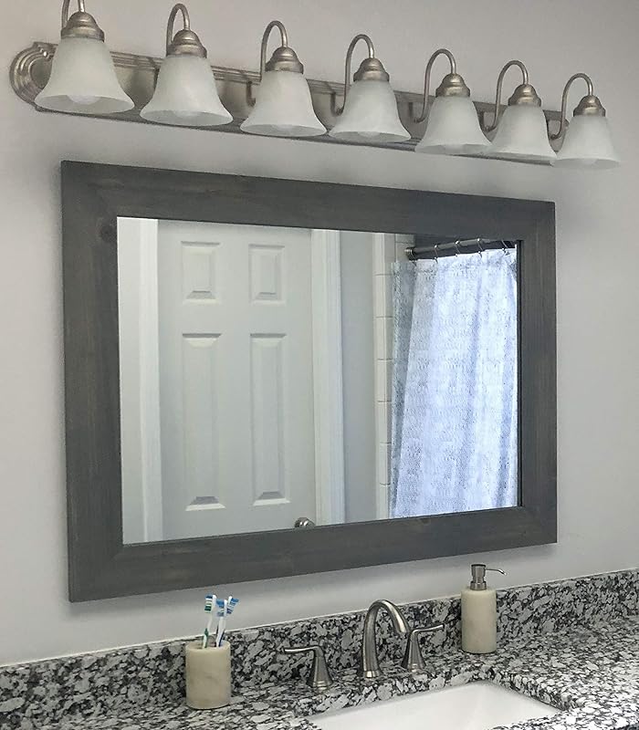 Shiplap Rustic Wood Framed Mirror, 20 Stain Colors Rustic