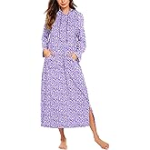 Ekouaer Nightgowns for Women Fleece Nightgown Long Sleeve Sleepwear Hooded Night Gown Long Sleep Shirt with Pocket