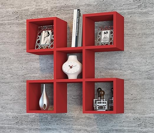 title=CAPRI Mensola da muro- Rosso- Mensola Parete- Mensola Libreria- Scaffale pensile