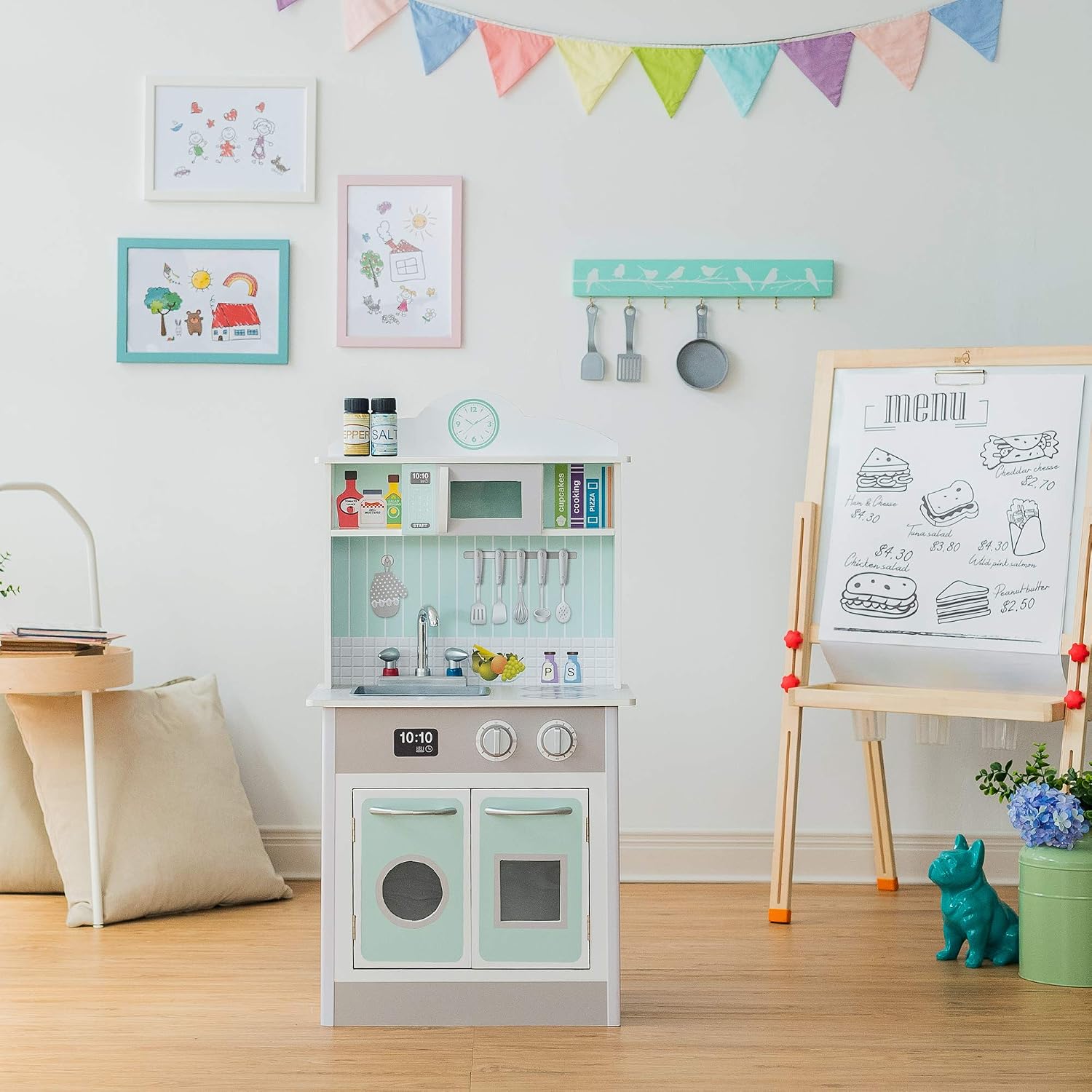 Teamson Kids Little Chef Madrid Classic Interactive Wooden Play Kitchen with Sink, Oven - Image 3