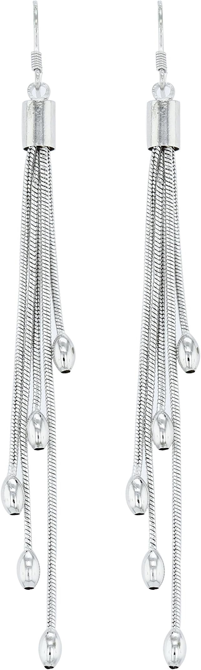“Silver Eclipse” 925 Sterling Silver Pin Dangle Drop Earrings for Women – Hook Closure